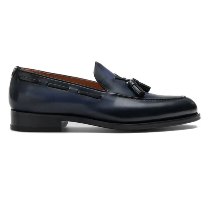 Navy Blue Leather Barbican Tassel Loafers sold by Costoso Italiano product image thumbnail 3