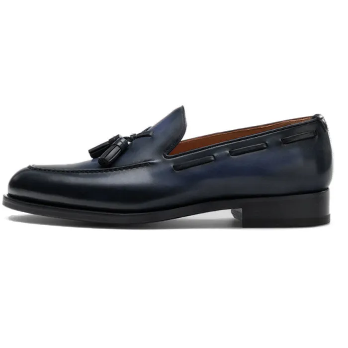Navy Blue Leather Barbican Tassel Loafers sold by Costoso Italiano product image thumbnail 2