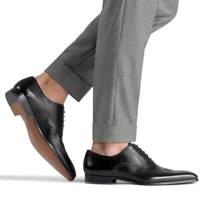Black Leather Corvin Brogue Wingtip Oxfords - Formal Shoes - AW24 sold by Costoso Italiano