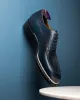 Navy Blue Leather Sharp Style Lace Up Derby Shoes - Summer 2024 Collection sold by Costoso Italiano