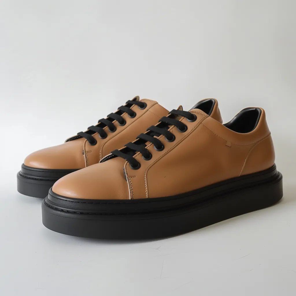 Tan Leather Diletto With Thick White Sole Sneakers sold by Costoso Italiano