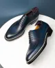 Navy Blue Leather Sharp Style Lace Up Derby Shoes - Summer 2024 Collection sold by Costoso Italiano