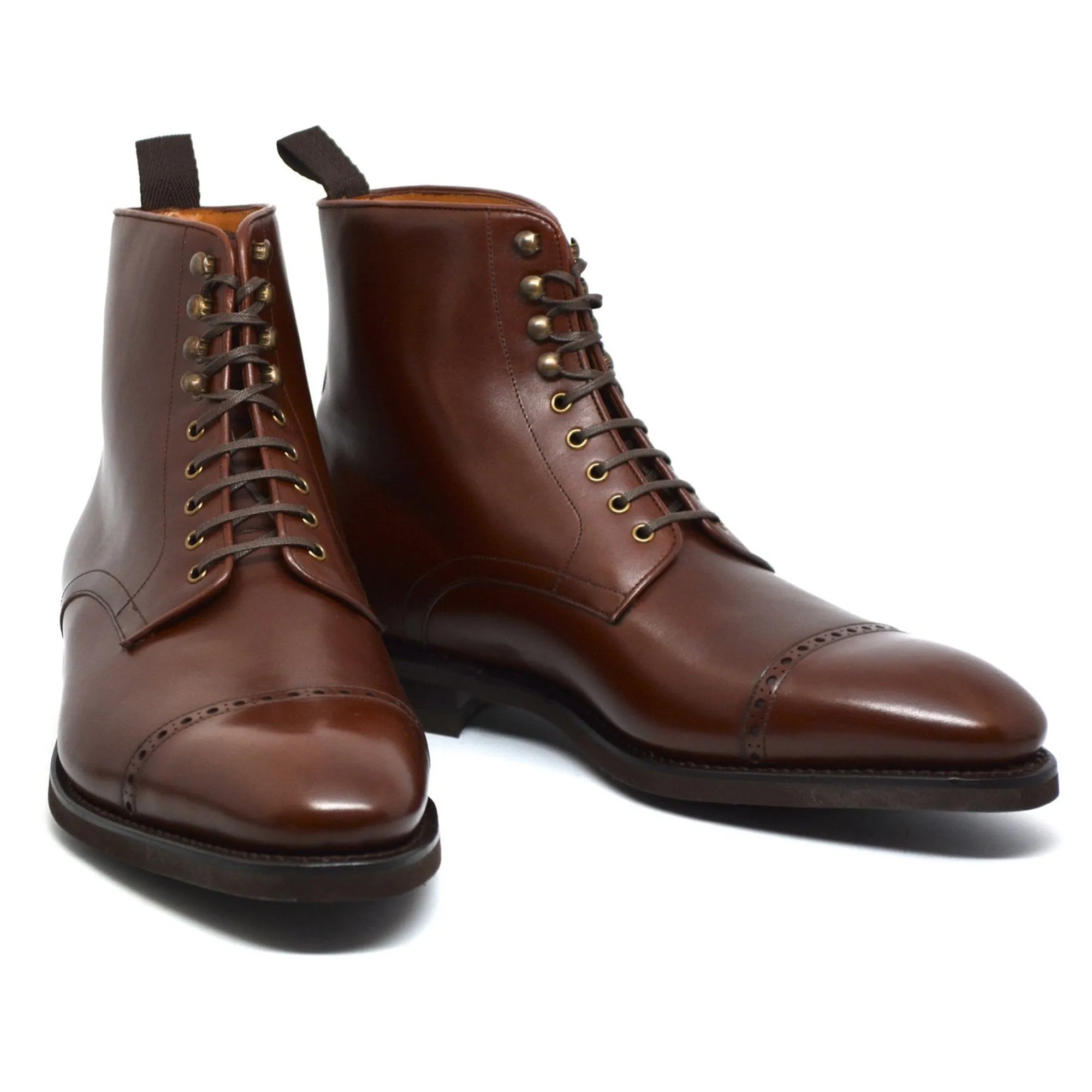 Flat Feet Shoes - Brown Leather Caldecote Lace Up Boots with Arch Support sold by Costoso Italiano