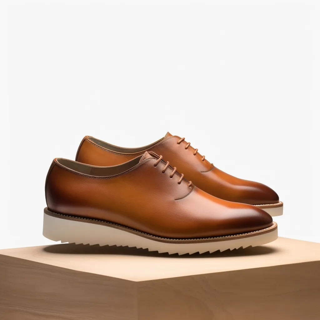 Tan Leather Isadora Lace Up Whole Cut Oxfords with White Sole - Summer 2024 Collection sold by Costoso Italiano