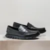 Black Leather Evarado Penny Loafers with Black Hybrid Sole - SS23 sold by Costoso Italiano