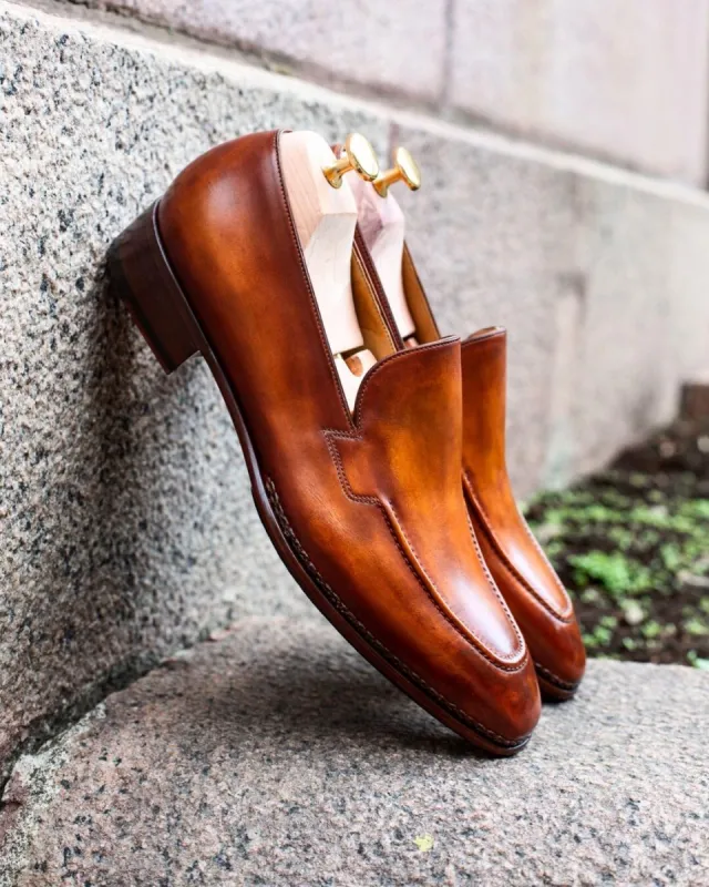 Tan Leather Deereas Slip On Loafers sold by Costoso Italiano