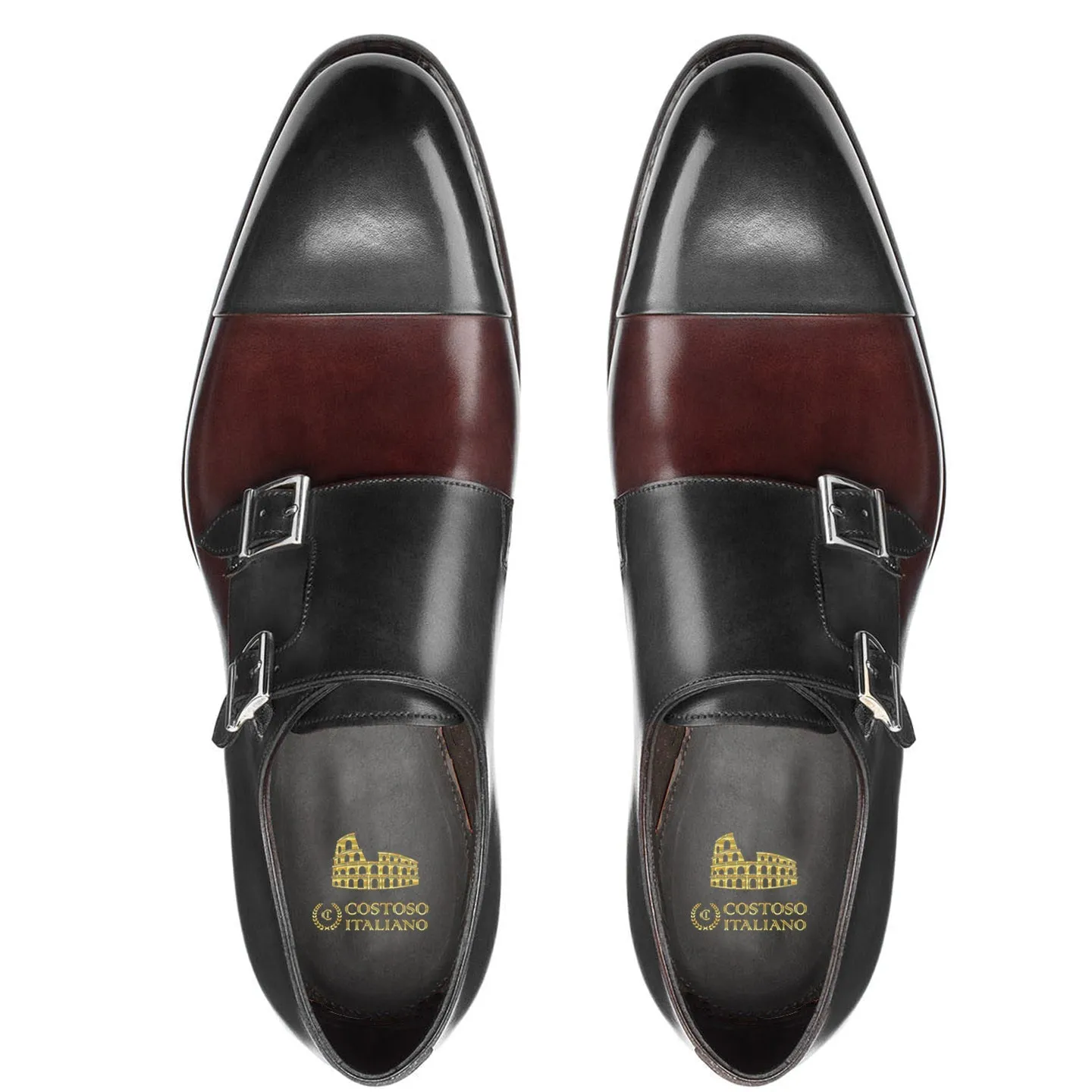 Height Increasing Black and Brown Leather Castle Monk Straps sold by Costoso Italiano product image thumbnail 3