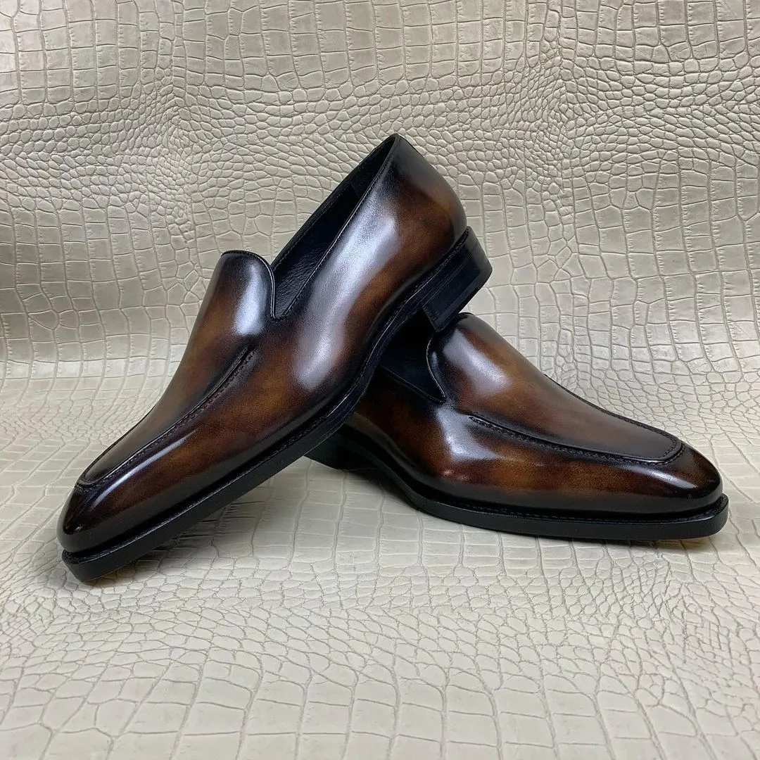 Height Increasing Brown Leather Granada Loafers sold by Costoso Italiano