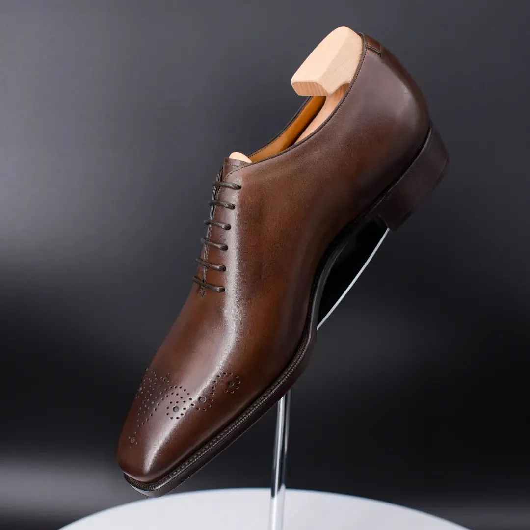 Brown Leather Drystan Wholecut Oxfords - Formal Shoes - SS23 sold by Costoso Italiano
