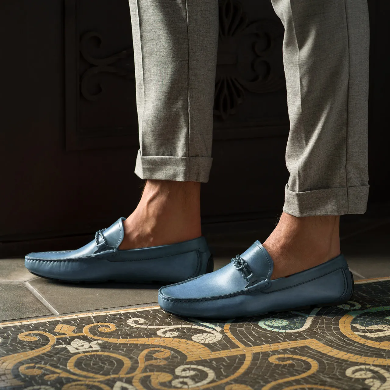 Luxury Edition - Artisian Made Sky Blue Italian Leather Davos Driving Loafers - AW22 sold by Costoso Italiano product image thumbnail 2