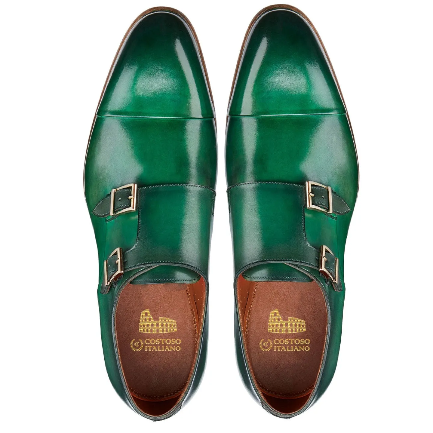 Height Increasing Green Leather Castle Monk Straps sold by Costoso Italiano product image thumbnail 3