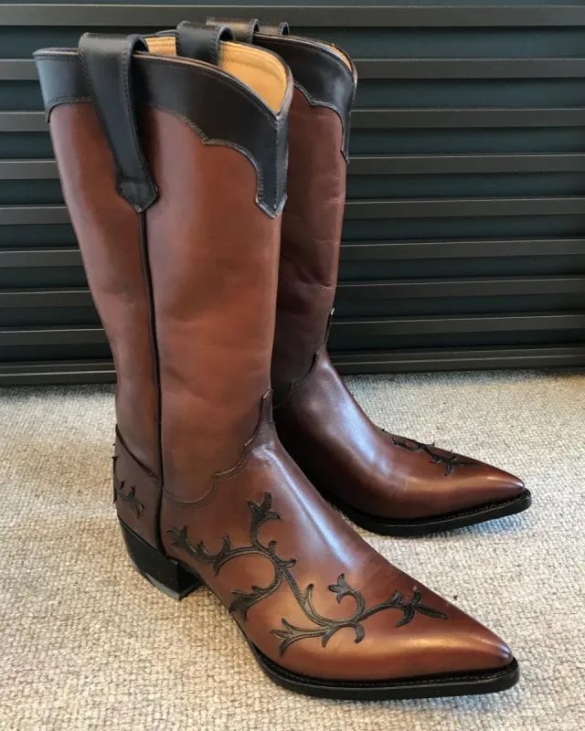 Tan Leather Edendale Zipper Western Cowboy Boots - AW24 sold by Costoso Italiano
