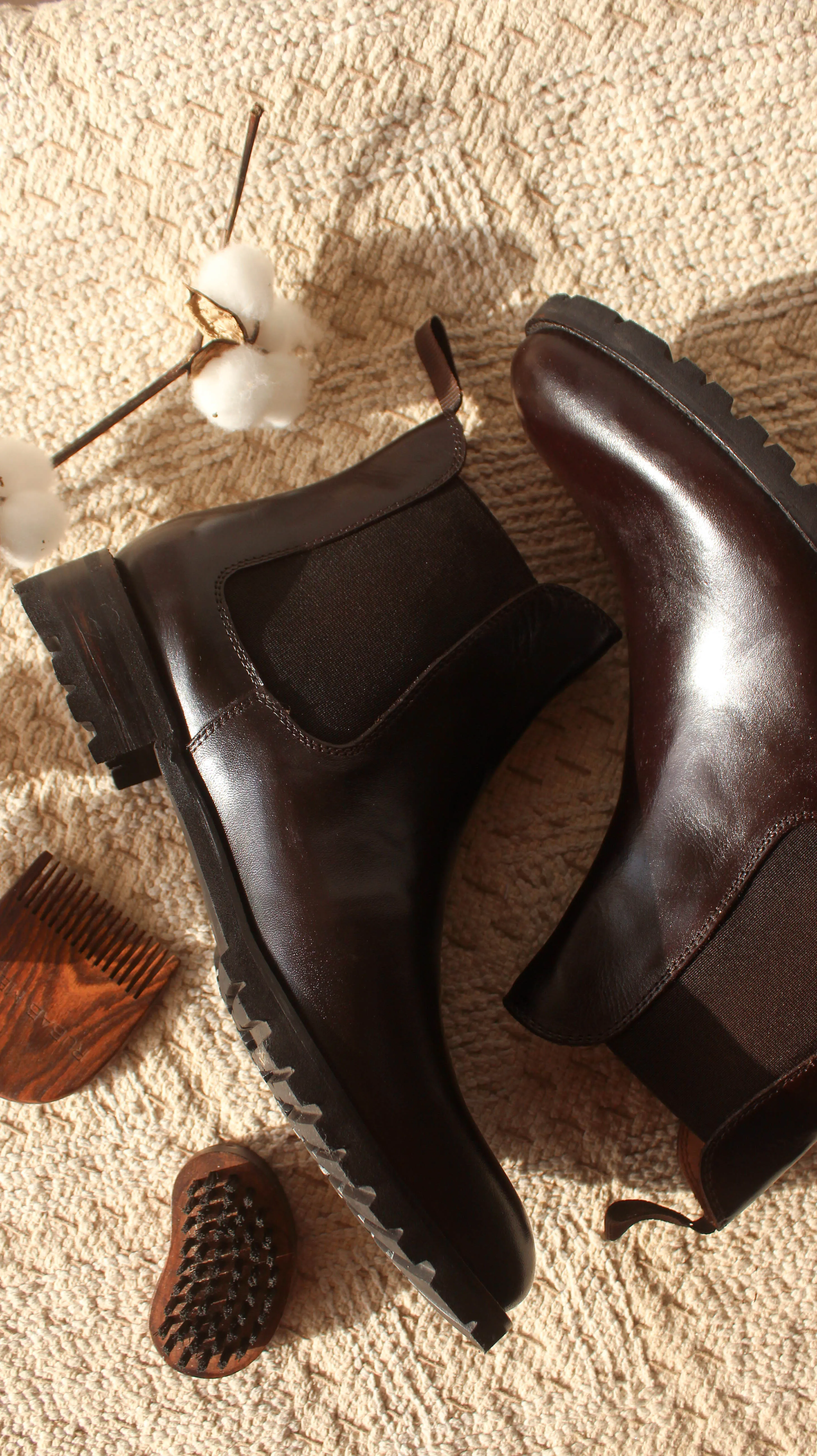 Brown Leather Ferneto Chunky Chelsea Boots - Hiking and Trekking Boots sold by Costoso Italiano product image thumbnail 3