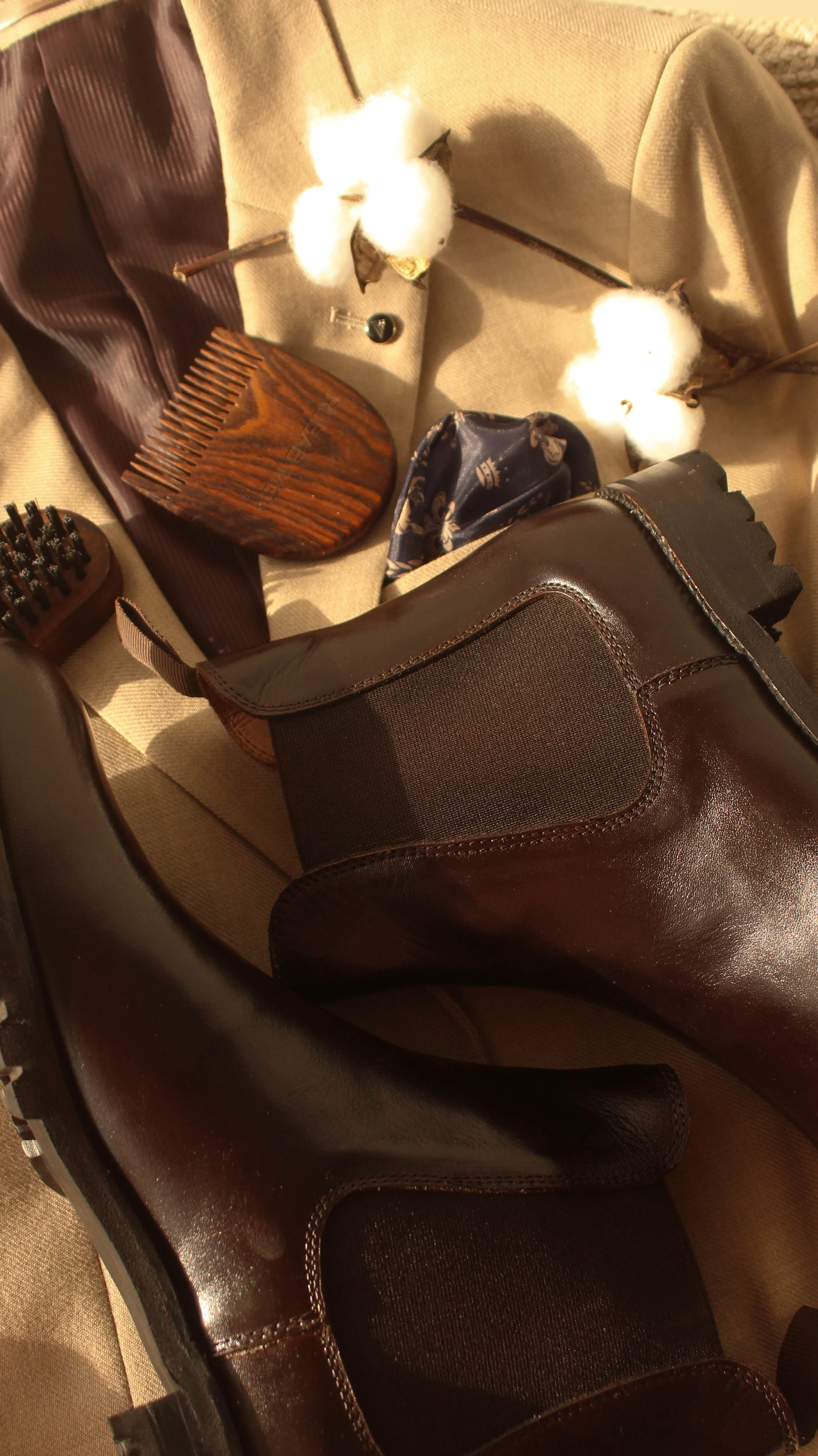 Brown Leather Ferneto Chunky Chelsea Boots - Hiking and Trekking Boots sold by Costoso Italiano product image thumbnail 5