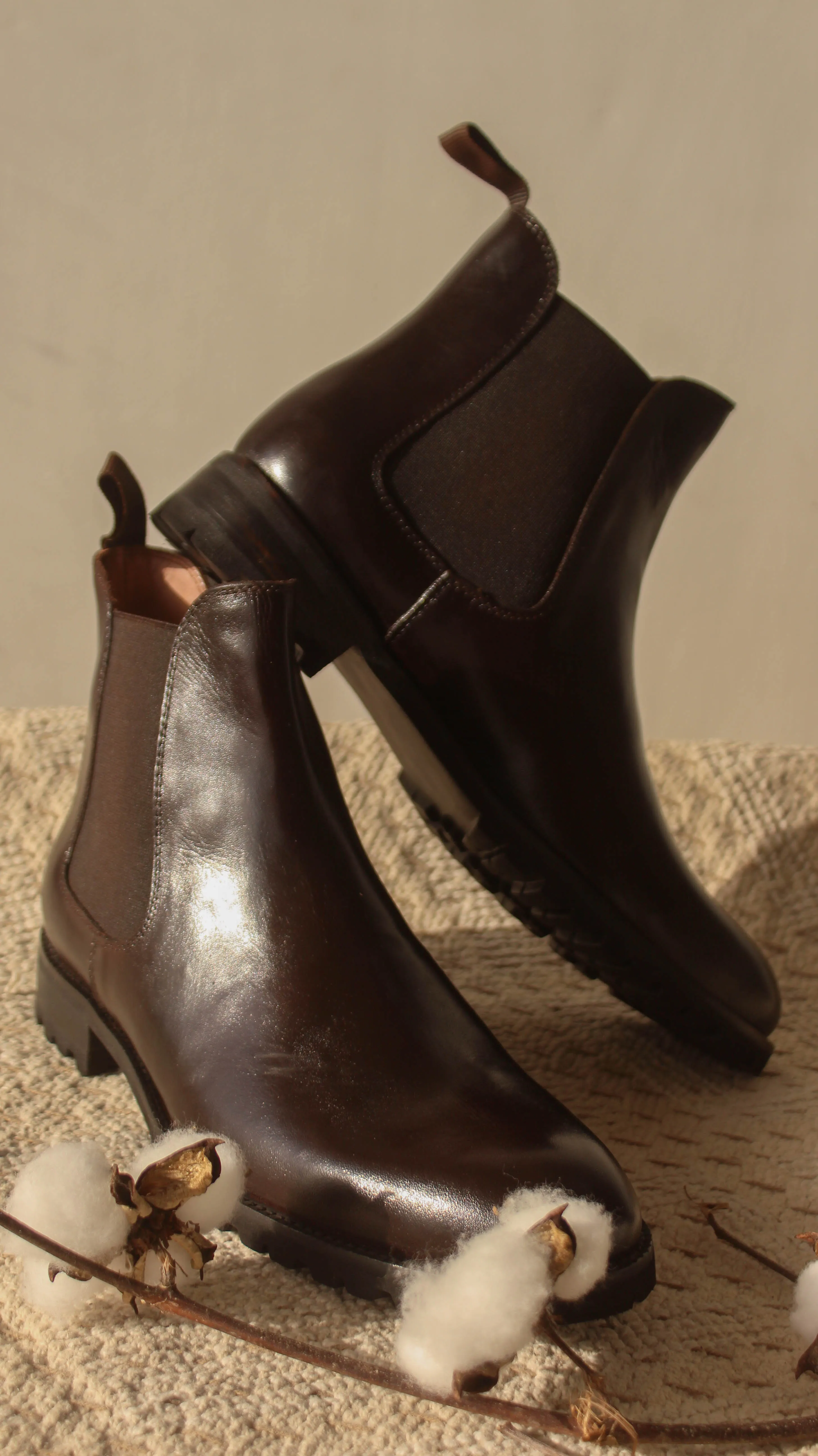 Brown Leather Ferneto Chunky Chelsea Boots - Hiking and Trekking Boots sold by Costoso Italiano