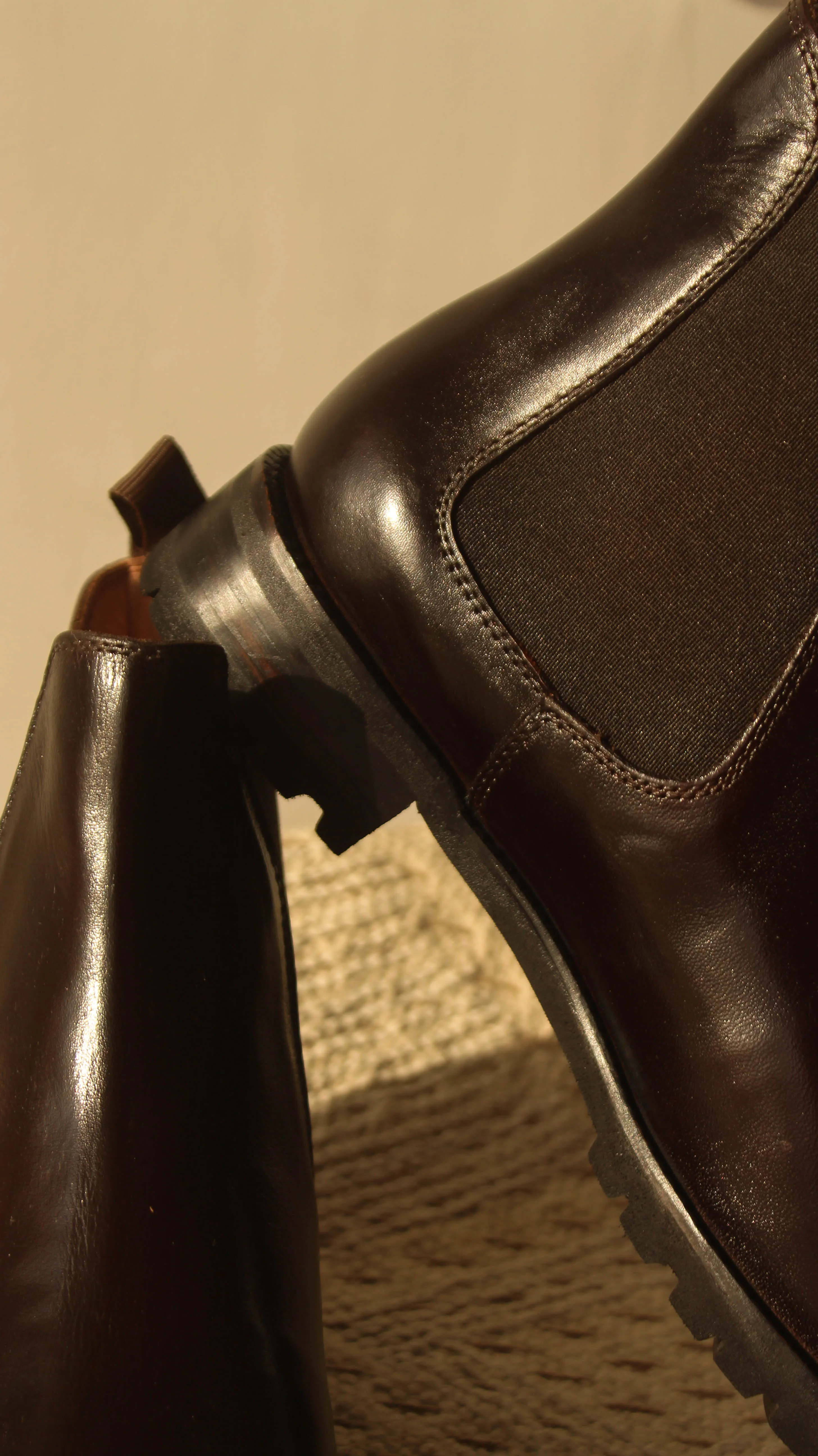 Brown Leather Ferneto Chunky Chelsea Boots - Hiking and Trekking Boots sold by Costoso Italiano product image thumbnail 2