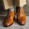 Magno Tan Leather Croc Print Oxford sold by Costoso Italiano