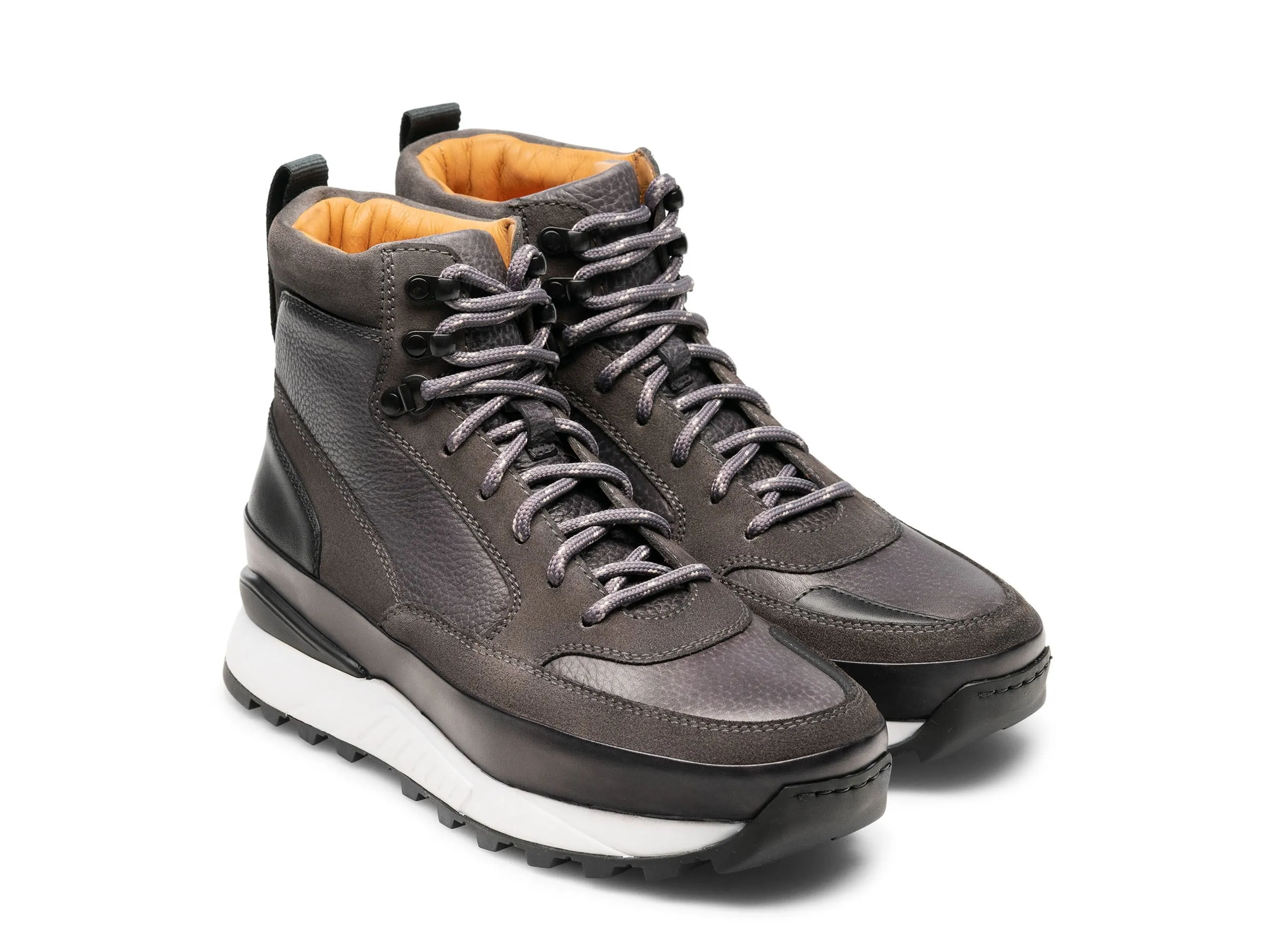Height Increasing Grey Leather Dreketi High Top Sneaker Boots sold by Costoso Italiano