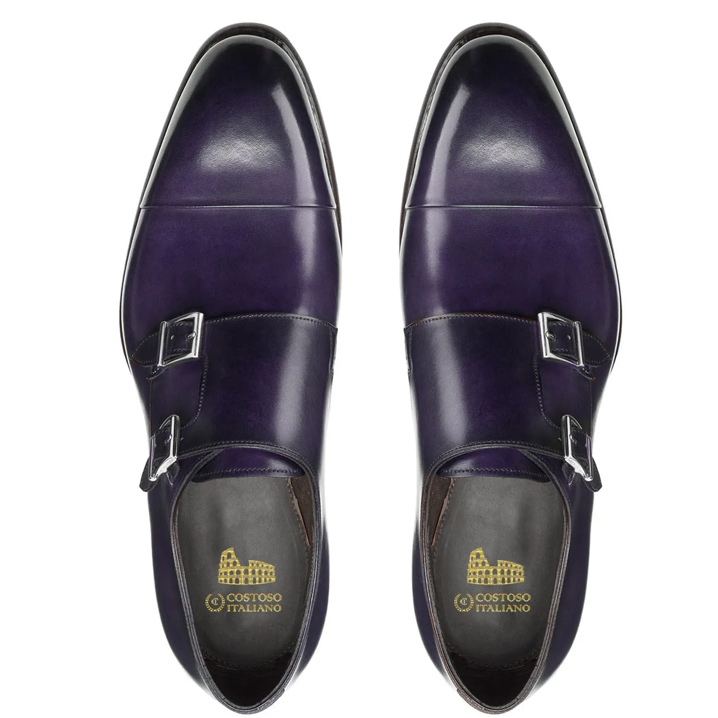 Height Increasing Purple Leather Castle Monk Straps sold by Costoso Italiano product image thumbnail 3