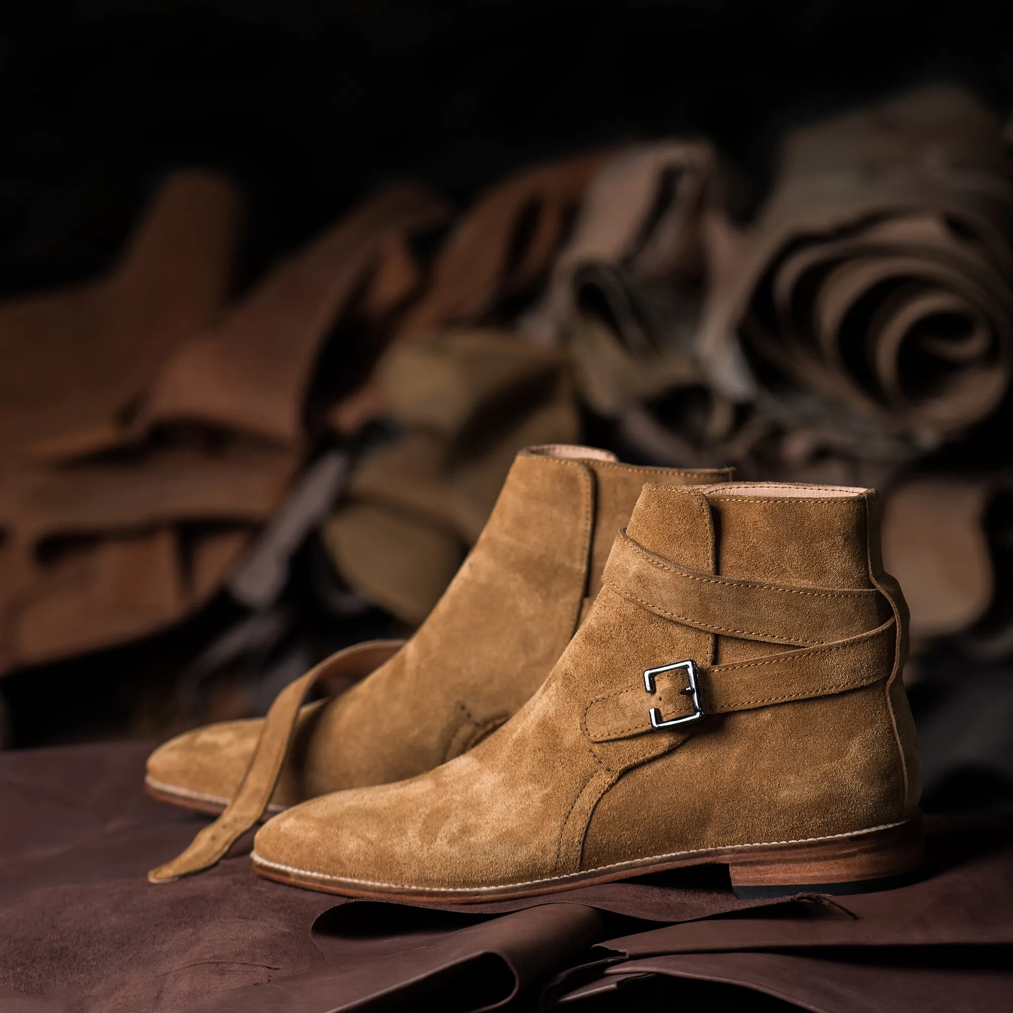 Tan Suede Albon Slip On Jodhpur Boots sold by Costoso Italiano