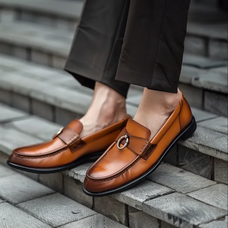 Tan Leather  Tread Slip-Ons Loafers - Summer 2024 Collection sold by Costoso Italiano