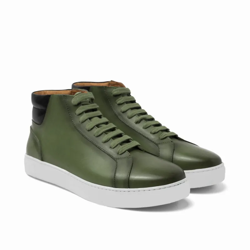 Olive Green Leather Angus Sneaker Boots sold by Costoso Italiano