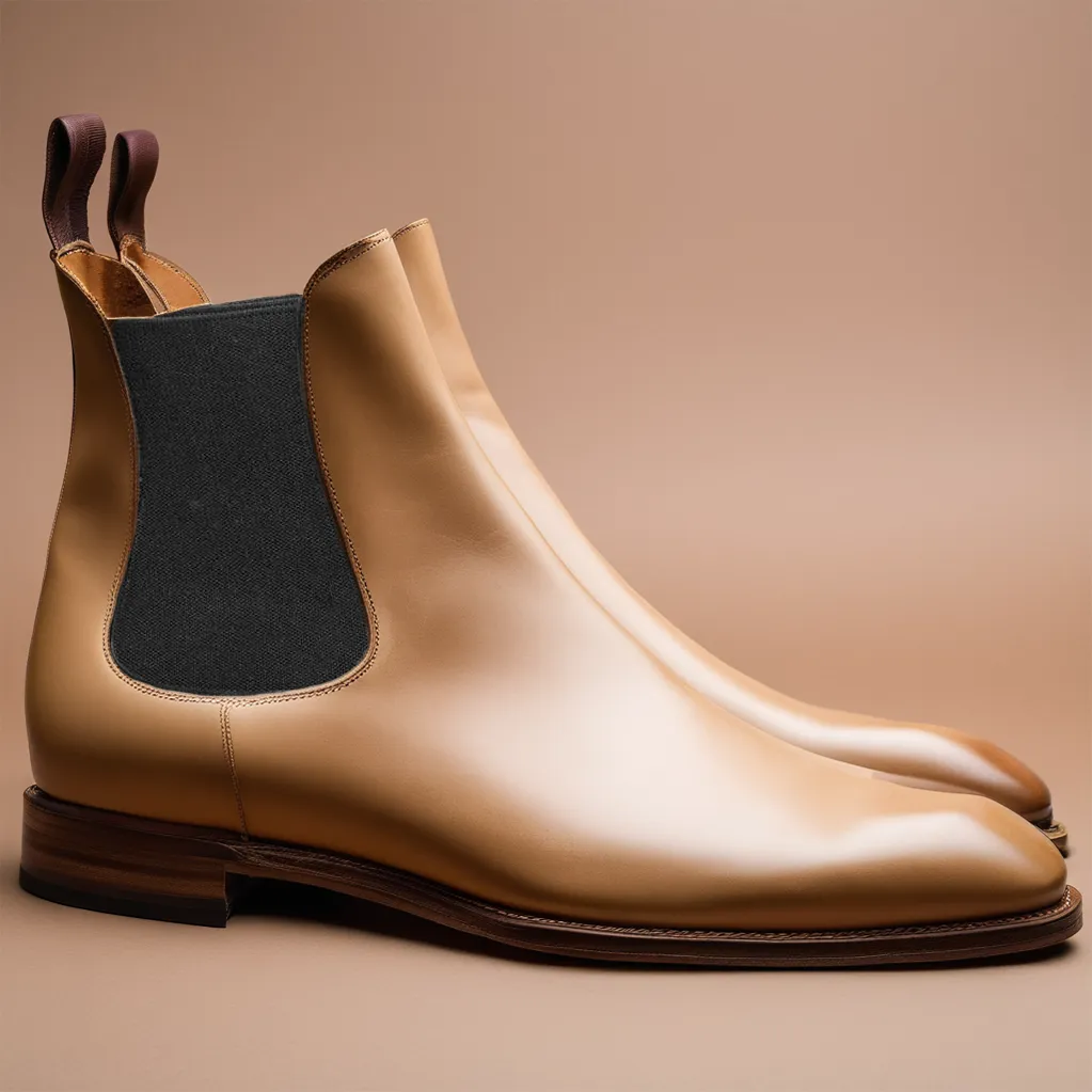 Flat Feet Shoes - Cream Leather Fenland Slip On Chelsea Boots with Arch Support sold by Costoso Italiano