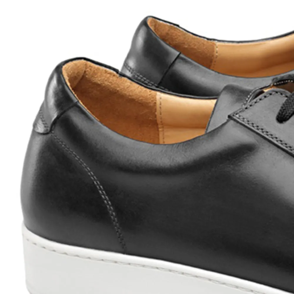 Height Increasing Black Leather Cornella Lace Up Sneakers sold by Costoso Italiano product image thumbnail 3