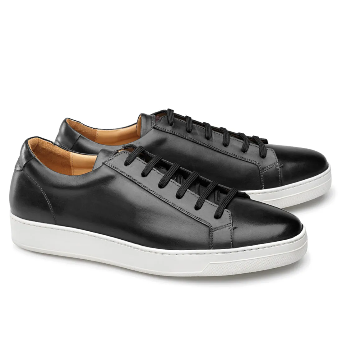 Height Increasing Black Leather Cornella Lace Up Sneakers sold by Costoso Italiano