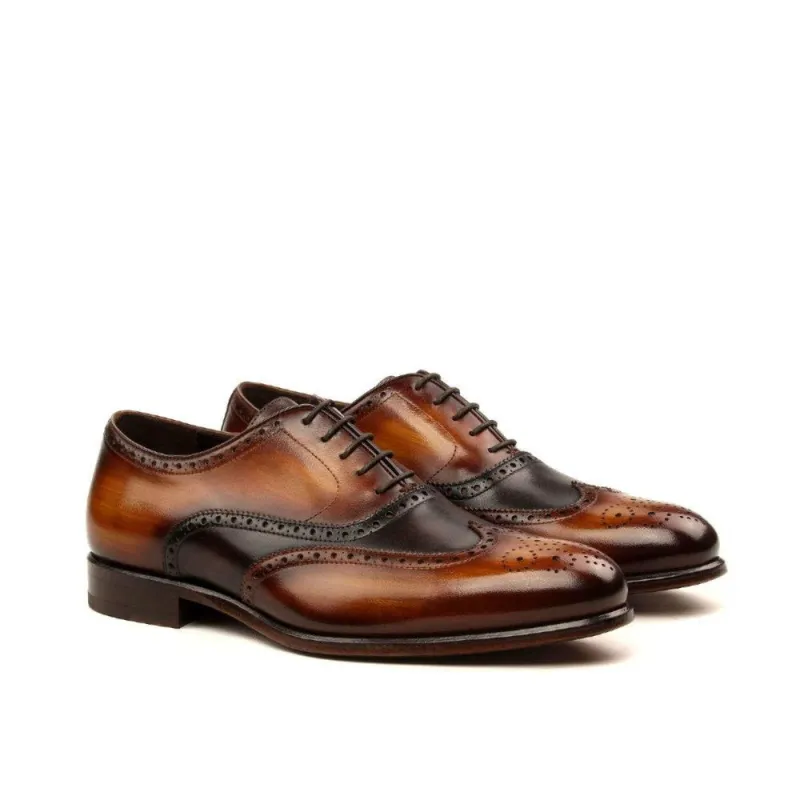 Flat Feet Shoes - Goodyear Welted Sabrosa Black Leather Croc Print Oxford With Violin Leather Sole with Arch Support sold by Costoso Italiano