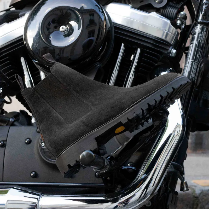 Luxury Edition - Artisian Made Black Italian Suede Italian Leather Santana Chunky Chelsea Boots - With Track Lug Soles - Hiking and Trekking Boots sold by Costoso Italiano