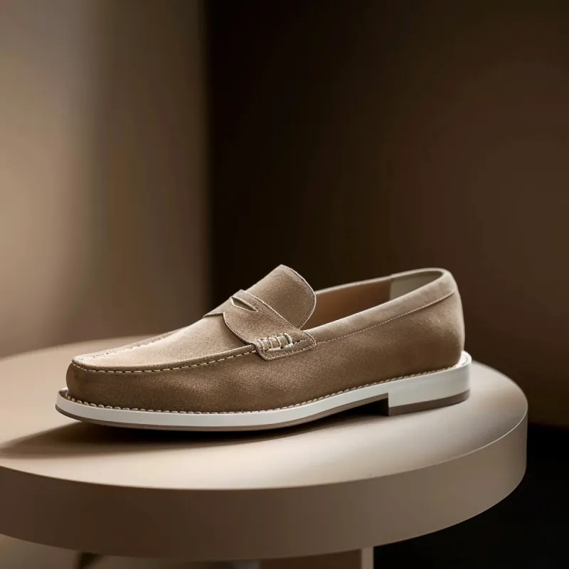 Beige Suede Gianfranco Loafers sold by Costoso Italiano