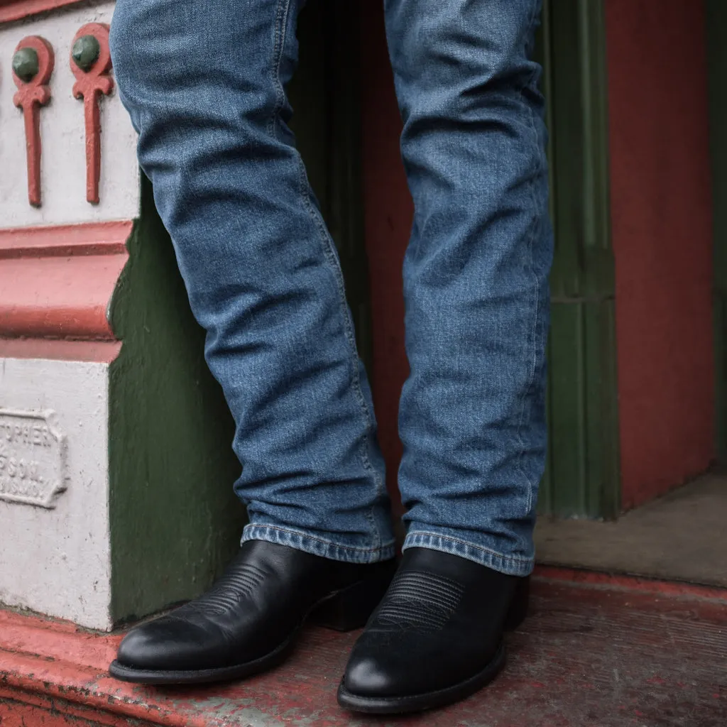 Black Leather Renovaux Slip On Zipper Western Cowboy Boots - AW24 sold by Costoso Italiano product image thumbnail 3