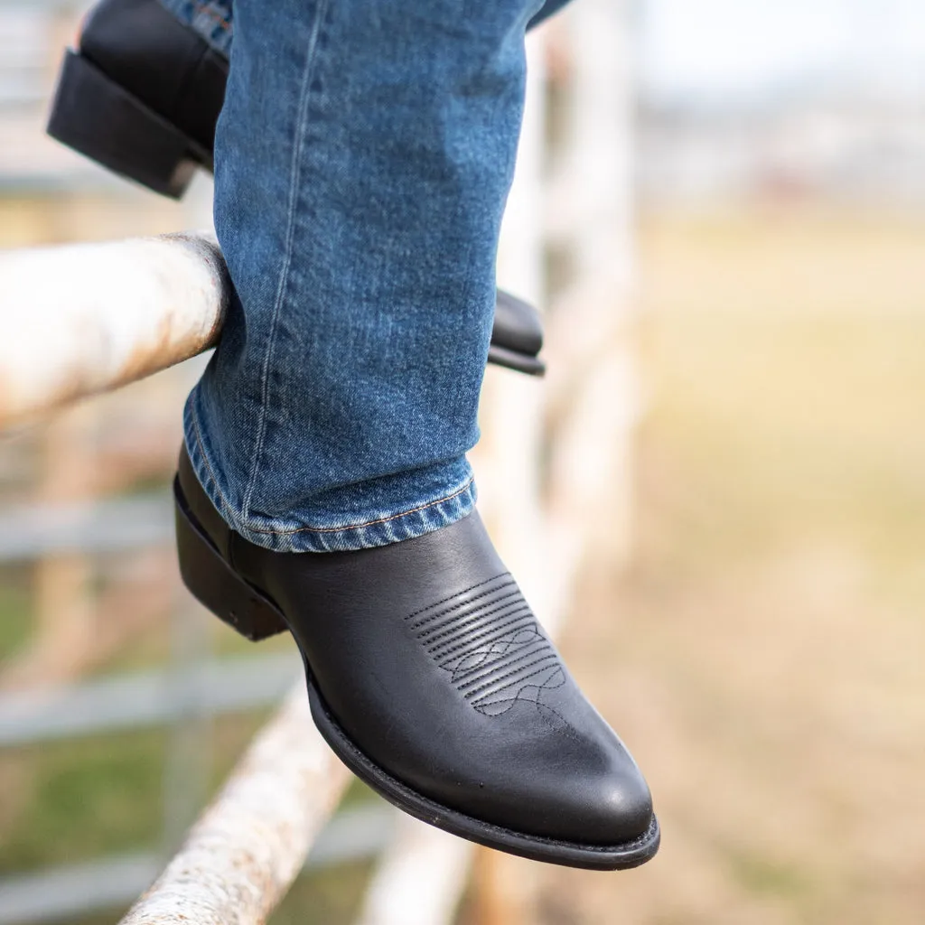 Black Leather Renovaux Slip On Zipper Western Cowboy Boots - AW24 sold by Costoso Italiano product image thumbnail 2