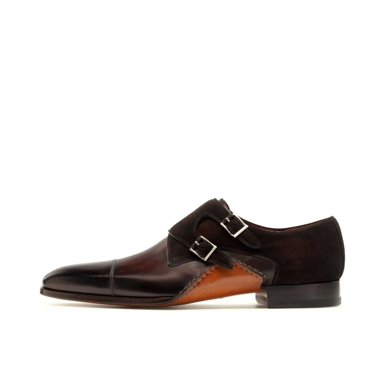 Flat Feet Shoes - Brown Leather & Suede Bourke Monk Straps Shoes with Arch Support sold by Costoso Italiano product image thumbnail 3
