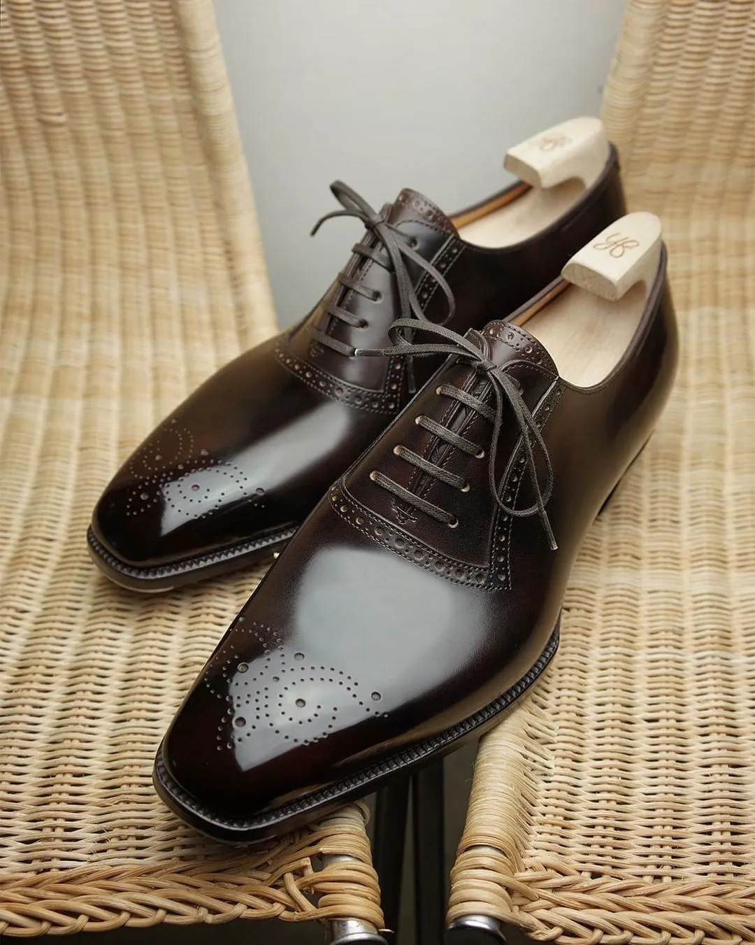 Brown Leather Delphine Brogue Oxfords - Formal Shoes sold by Costoso Italiano