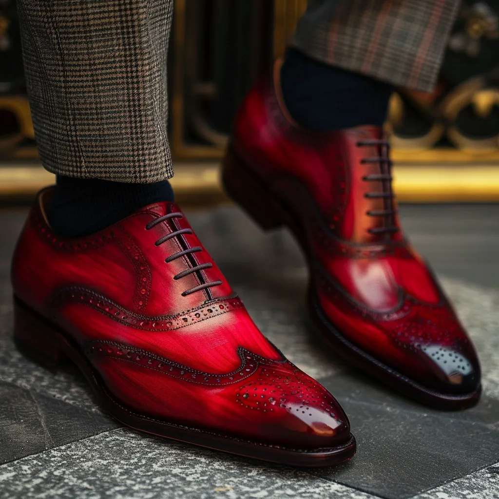 Red Leather Mariano Oxford Shoes sold by Costoso Italiano