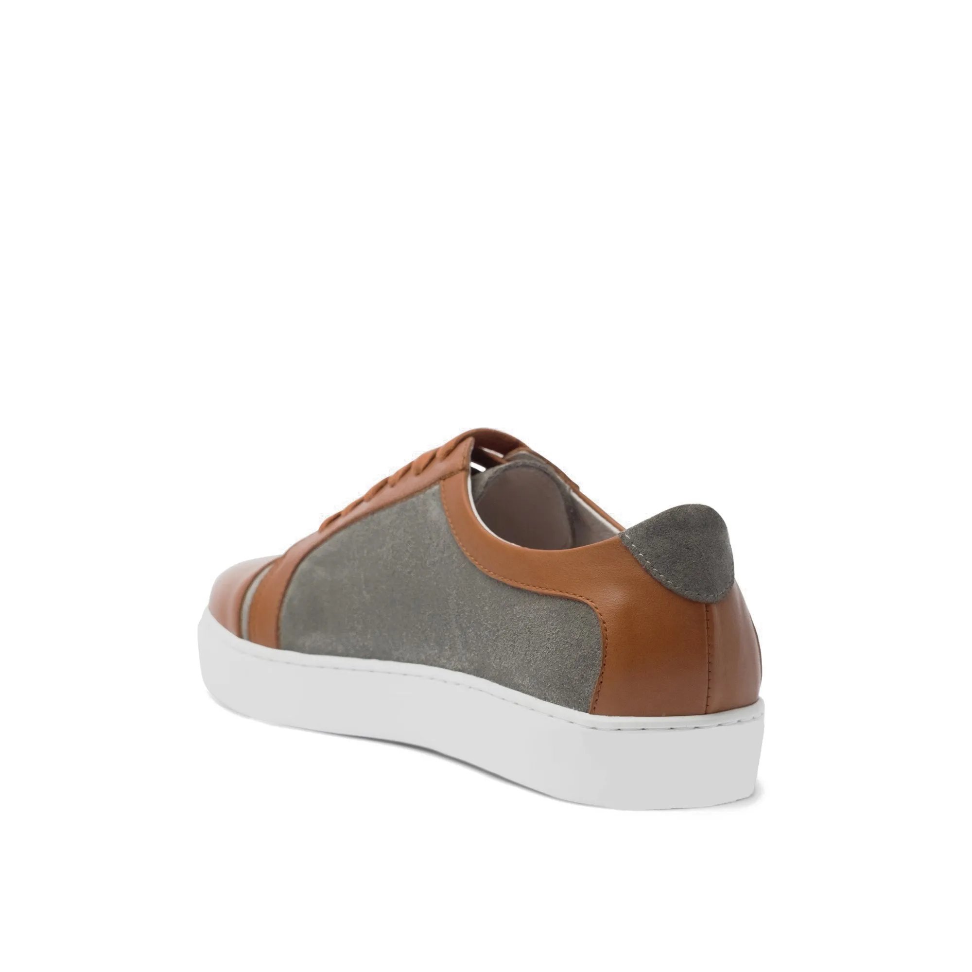 Height Increasing Tan Leather and Grey Suede Angus Lace Up Sneakers sold by Costoso Italiano product image thumbnail 4