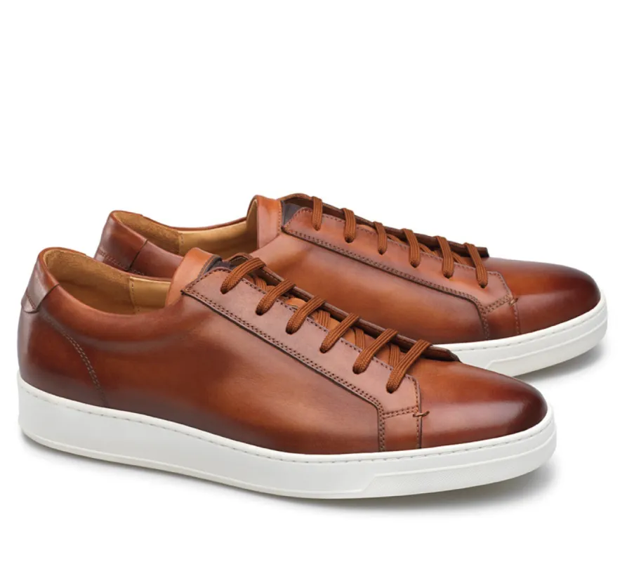 Height Increasing Tan Leather Cornella Lace Up Sneakers sold by Costoso Italiano