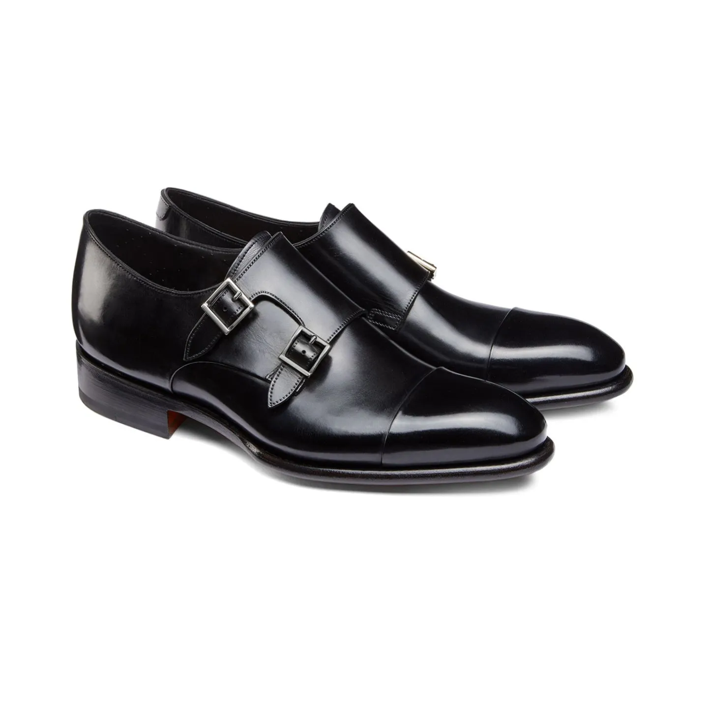 Height Increasing Black Leather Castle Monk Straps sold by Costoso Italiano