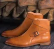 Height Increasing Tan Leather Albon Slip On Jodhpur Boots sold by Costoso Italiano