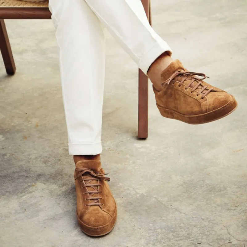 Tan Suede Eirene Lace Up Sneakers - AW24 sold by Costoso Italiano