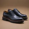 Black Leather Orion Chunky Derby Shoes - SS23 sold by Costoso Italiano