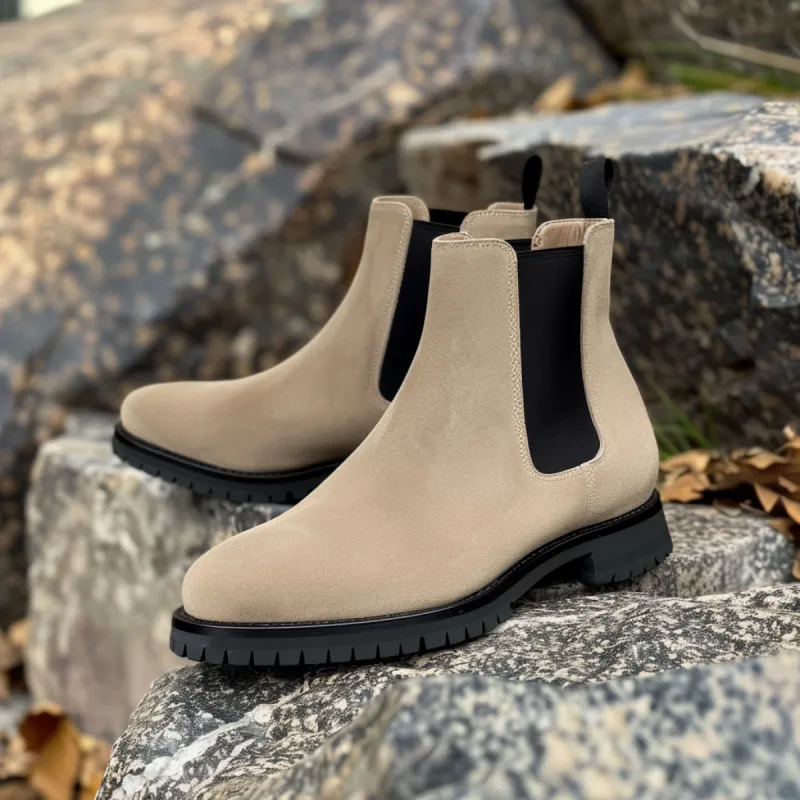 Beige Suede Cesare Chelsea Boot sold by Costoso Italiano