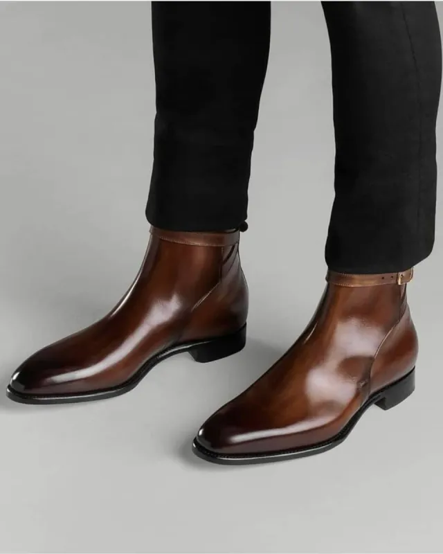 Height Increasing Brown Leather Cracio Jodhpur Boots - AW24 sold by Costoso Italiano