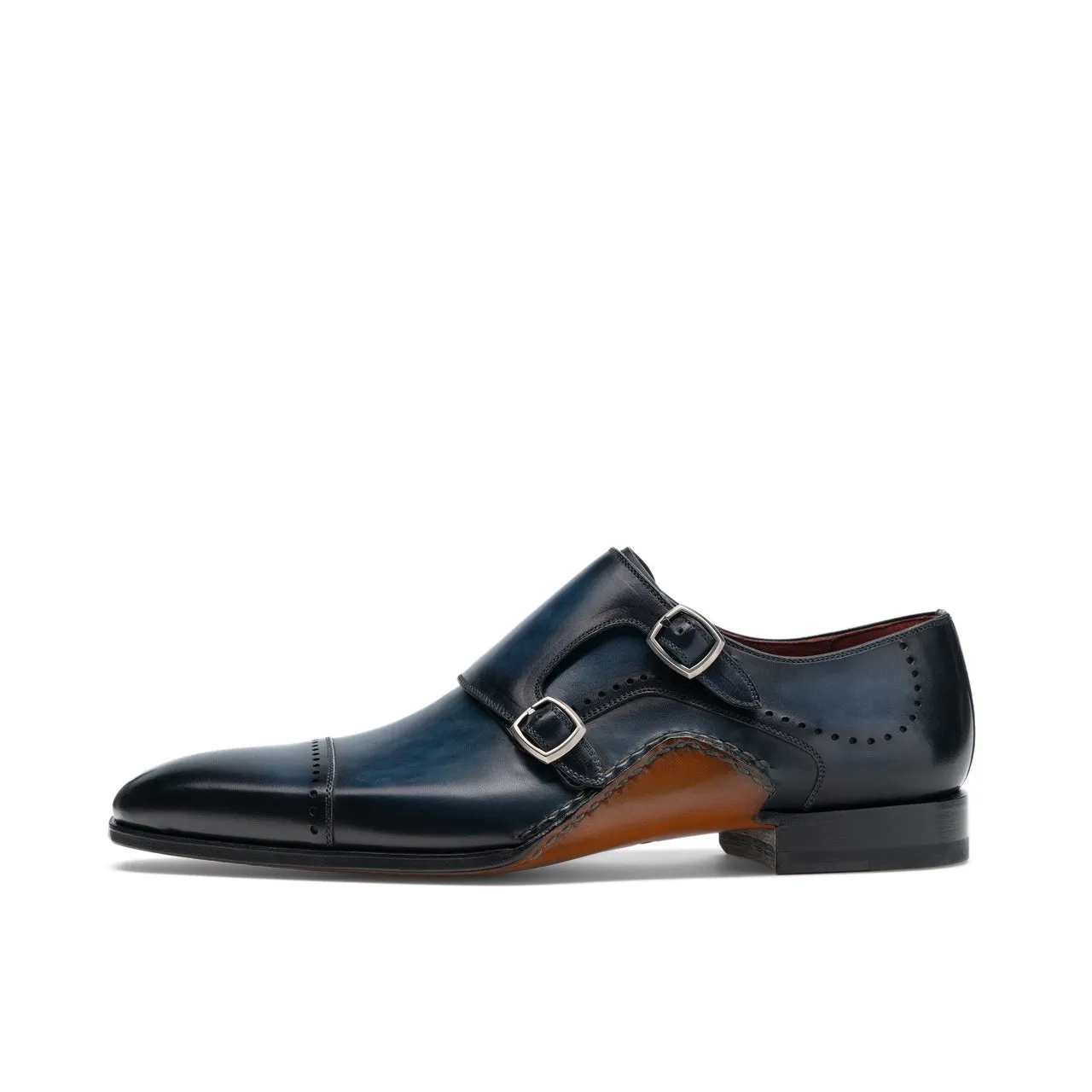 Navy Blue Leather Victoria Monk Strap Shoes sold by Costoso Italiano product image thumbnail 3