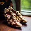 Brown Velvet Hand Work Zardozi Peshawari Loafers | Wedding Shoes for Groom | Shoes for Haldi Mehendi Sangeet sold by Costoso Italiano