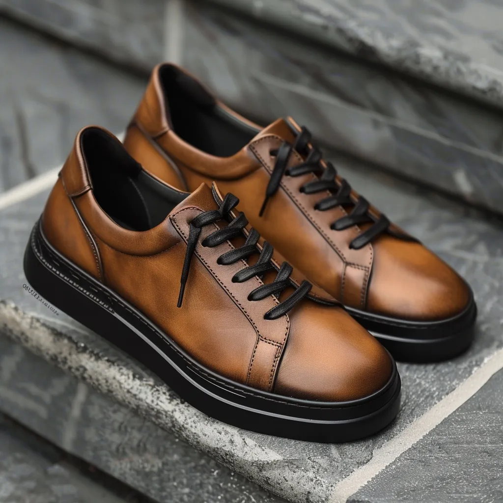 Brown Leather Crescenzio With Thick Sole Sneakers sold by Costoso Italiano