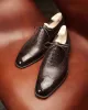 Brown Hatch Grain Leather Cedria Brogue Wingtip Oxfords - Formal Shoes - SS23 sold by Costoso Italiano