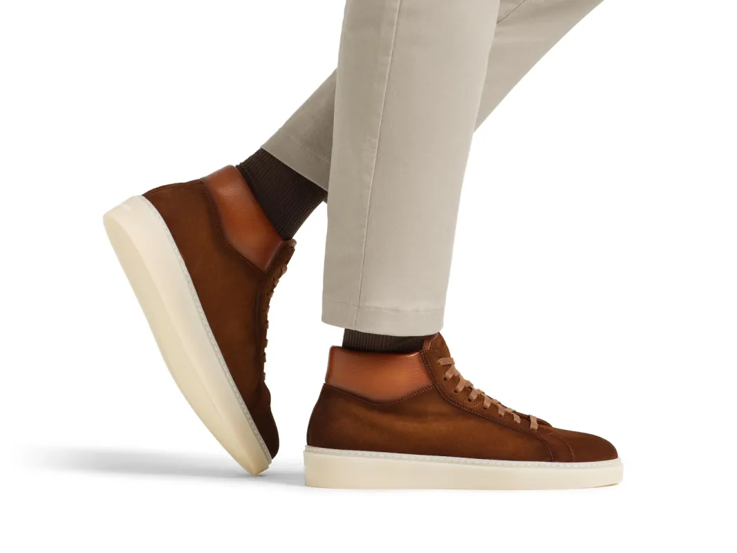 Tan Suede Nadelei High Top Sneaker Boots sold by Costoso Italiano
